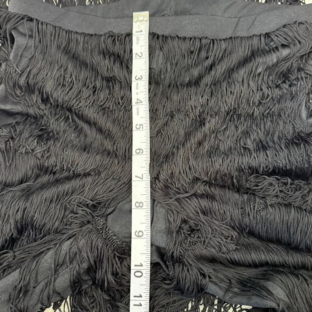 Weissman Fringe Layer Bra Top With Matching Pants Set in Black Size US LC Large